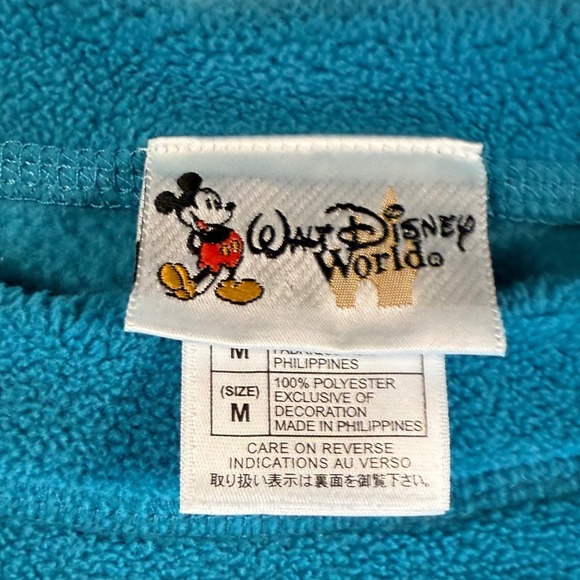 Walt Disney World Fleece Sweatshirt Teal Embroidered Mickey Mouse Pullover M - Picture 3 of 9